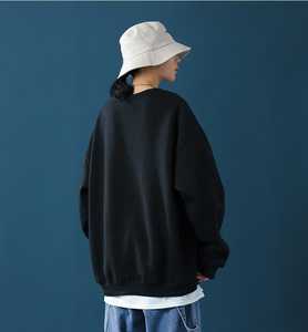 Sweat-shirt à capuche oversize en molleton tricoté 100 % coton pour femme, col rond, coupe longue et ample, 370g, uni, brodé - Product Image 3