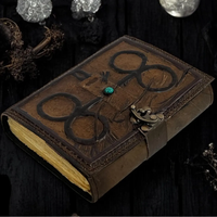 Carnet en cuir Darkhold Damned, gaufré, avec motif pierre maléfique, livre de sorts vierge, couverture rigide écarlate, thème Horreur, Feng Shui, Religieux