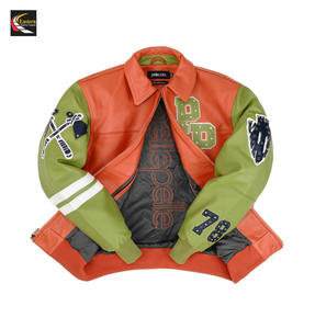 Blouson aviateur universitaire en cuir Blouson de baseball en gros Prix bon marché Production en vrac - Product Image 3