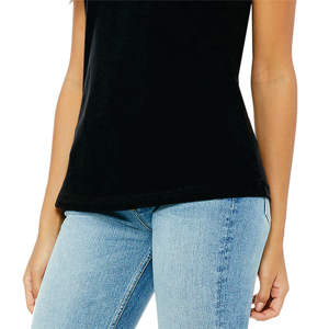 T-shirt à manches courtes boutonné pour femme en jersey décontracté noir vintage, coton/fibre de bambou, 32 fils simples, 4,2 oz - Product Image 5