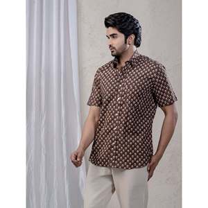 Camisa de Moda Masculina con Cuello Mao, 100% Algodón, Estampada, de Manga Corta, Estilos Casual y de Esmoquin, Tela Popelina, Suministro ODM - Product Image 5