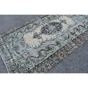 Antiguo azul Beige 5,6X9 pies alfombra de tejido plano de lana clásico Vintage diseño turco para decoraciones de sala de estar Patchwork látex - Product Image 4