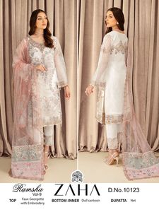 Qualité d'exportation indienne vêtements occasionnels bon prix Georgette Salwar Kameez avec travail brodé lourd fournisseur mondial - Product Image 2