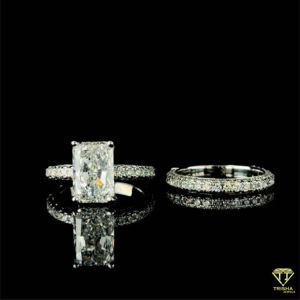 ชุดแหวนหมั้นเพชรสดใสประดับทองด้วยเพชรโมอิสที่แวววาวได้รับการรับรองสำหรับของขวัญงานเลี้ยงวันครบรอบแต่งงาน - Product Image 2