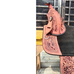 Selle de cheval sans arçon en cuir de qualité supérieure pour le Western Pleasure, le Trail et le Barrel Racing - Product Image 4