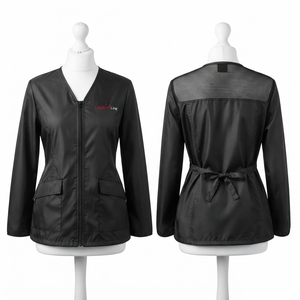 Chaqueta de Barbería para Mujer, Premium, 180 GSM, Tela de Poliéster y Spandex, Diseño de Paneles a Medida, Bordado Personalizado, DTF, OEM, ODM, Uniforme - Product Image 6