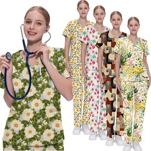 Uniformes elásticos Hospital Scrubs Venta al por mayor Uniformes Traje Mujeres Enfermera Scrubs Scrub Trajes Colores Hospital Uniforme Diseños - Product Image 6