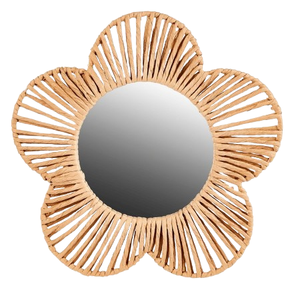 Fabriqué à la main Boho Chic miroir en rotin forme arrondie écologique moderne décor à la maison art mural naturel miroir mural écologique - Product Image 4