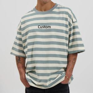 T-shirts à manches courtes rayés pour hommes, coupe ample et oversize, style hip-hop streetwear, personnalisables en gros, fabrication en usine - Product Image 1