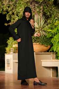 New Arrival Modern Design Long Sleeves <b>Men's</b> <b>Thobe</b> for Saudi Style Polyester Eid Outfit Breathable Abaya Fabric - Product Image 6