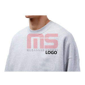 เสื้อสเวตเชิ้ตผู้ชายผ้าเฟรนช์เทอร์รี่ 100% ผ้าฝ้าย สไตล์เรียบง่าย ทรงโอเวอร์ไซส์ คอกลม ป้องกันขนร่วง แฟชั่น 2025 ผลิตตามสั่งจากโรงงาน - Product Image 3