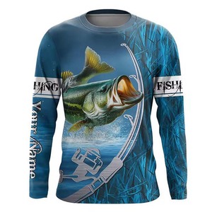 Camiseta de pesca de calidad superior con logotipo personalizado, camiseta de pesca de manga larga UV para hombre, camiseta de pesca transpirable con cuello redondo - Product Image 1