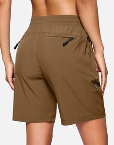 2025 Women's Vintage Style 100% Cotton Mid Waist Beach <b>Shorts</b> With Pockets Decoration Buttons Quick Dry <b>Swim</b> <b>Shorts</b> For <b>Ladies</b> - Product Image 2