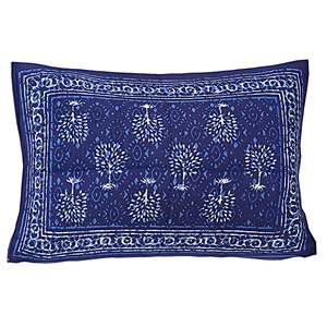 Blue 180 TC Cotton Single Bedsheet with 1 <b>Pillow</b> Cover Ethnic Motifs Cooling Feature Double Size 3-Piece Set (BSB1108) - Product Image 2