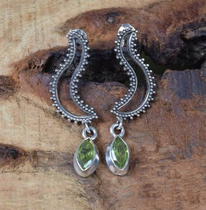 Women's Boho Style 925 Sterling <b>Silver</b> <b>Drop</b> <b>Earrings</b> Handmade with Gold Plating Trending Peridot Gemstone Jewelry Gift for Mom - Product Image 5