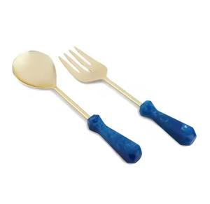 Cuchara para Servir Ensaladas de Alta Calidad, Hecha a Mano, Artesanía, Tenedor de Resina, Cuchara de Acero Inoxidable Espejado, para Mesa de Hogar u Hotel - Product Image 2