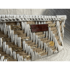 Lightweight 13x8x5 Inch Handwoven Cotton and <b>Jute</b> Storage <b>Basket</b> Decorative Organizer for Bathroom and Kitchen - Product Image 3