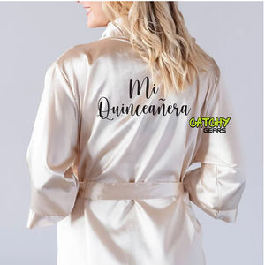 Batas de novia OEM con logotipo personalizado para niños, cumpleaños, satén de seda, dama de honor para mujer, bata de fiesta de boda, batas personalizadas de lujo al por mayor - Product Image 2