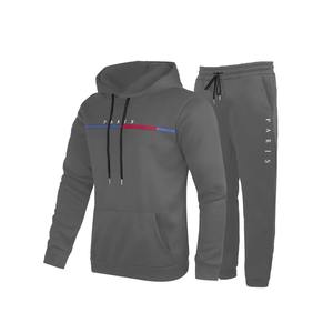 ชุดลำลองผู้ชายสองชิ้นสำหรับฤดูหนาว สไตล์สปอร์ต มีฮู้ด ผ้าริบ สีตัดกัน ผ้าฝ้าย 100% รับสั่งทำสีพิมพ์ลาย - Product Image 5