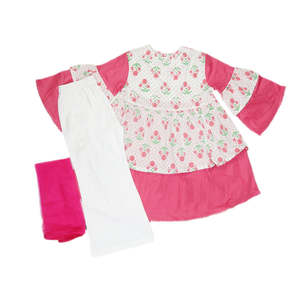 Conjunto de Algodón Estampado para Niñas, 3 Piezas - Blanco - Product Image 1