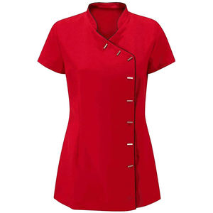 Uniforme de Trabajo Personalizado para Spa de Belleza y Peluquería, Blusa de Manga Corta con Diseño de Orquídea para Esteticistas y Masajistas - Product Image 1