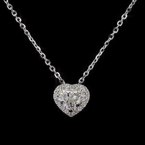 Collier pendentif en diamant de laboratoire en forme de coeur de 1.19 ct or blanc 14 carats bijoux légers à porter quotidiennement - Product Image 6