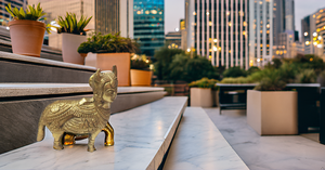 Main Laiton Kamdhenu Vache Bénédiction Statue Art Déco Design Maison Figurine Décorative Thanksgiving Cadeau Sculpture - Product Image 6