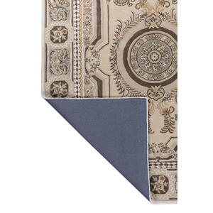 Tapis rectangulaire Kora Ivory Boho en laine et viscose tufté à la main, motif médaillon, idéal pour chambre et salon, fait main, couleur unie - Product Image 5