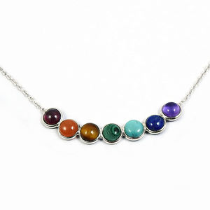 Vintage Design Multi Natural Gemstone Chakra <b>Necklace</b> Special 925 <b>Sterling</b> <b>Silver</b> One of a Kind <b>Necklace</b> for Women Girls Jewelry - Product Image 5