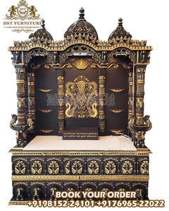 Templo de Madera de Teca para Sala de Pooja Moderna, Hermoso Mandir de Madera de Teca Hecho a Mano, Templo de Madera Tallado a Mano con Almacenamiento, Reino Unido, Estados Unidos - Product Image 2