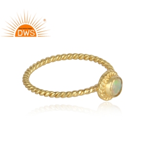 Bague en argent sterling plaqué or 18k, opale éthiopienne naturelle, empilable, - Product Image 2