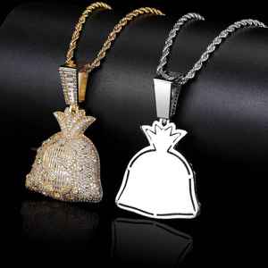 Único lujo VVS Moissanite diamante Iced Out Glamorous Hip Hop dinero bolsa colgante 925 Plata oro cubano enlace cadena joyería conjunto - Product Image 6