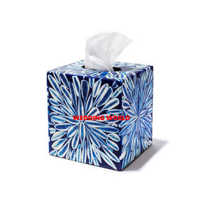 Boîte à mouchoirs en bois de luxe enduit de poudre bleue classique élégant fait à la main hôtel le plus vendu décoratif nouvelle boîte à mouchoirs en bois en gros - Product Image 1