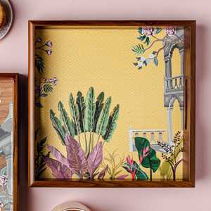 ถาดไม้สำหรับเก็บของทรงสี่เหลี่ยมถาดรองอาหารว่างสไตล์อาหรับสำหรับตกแต่ง - Product Image 2