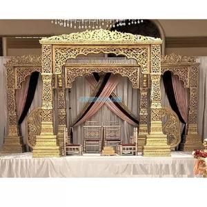 Punjabi y Bollywood Wedding Fusion Mandap Boda India Golden Bollywood Mandap Royal Golden Bollywood Pillar Mandap Setup EE. UU. - Product Image 1