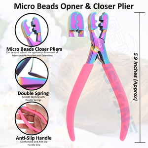 Pinzas Profesionales Duraderas y Reutilizables para Extensiones de Cabello, 4mm/6mm, de Acero Inoxidable Arcoíris, Herramienta de Micro Anillos para Uso Comercial - Product Image 2