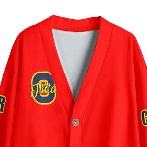 Theta Fraternity/Sorority Collegiate Style Winter Red <b>Cardigan</b> Thin Embroidered Wool/Acrylic <b>Jacket</b> OutWear - Product Image 6
