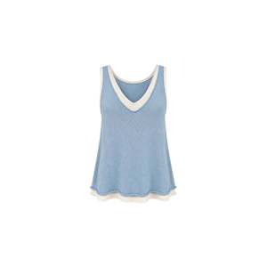 Blouse en tricot à col en V double - Bleu - Bleu - Product Image 2