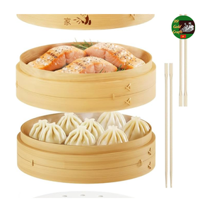 Vaporera de Bambú para Dim Sum, Cesta Vaporera Tradicional de Bambú, Vaporera de Bambú Resistente para Alimentos, Vaporera de Bambú con Diseño de Rejilla - Product Image 4