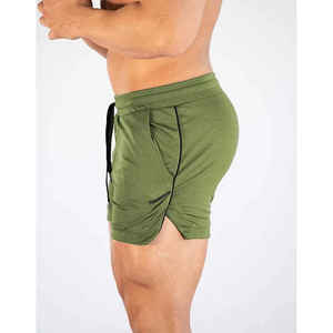 Short de sport en coton pour hommes, respirant, léger et décontracté, taille moyenne, pour la course à pied au quotidien, entraînement, motif solide - Product Image 2