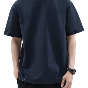 Custom Logo 300gsm High Quality Cotton <b>T</b>-<b>Shirt</b> for Men Solid Pattern <b>Crop</b> Length Streetwear Blank Boxy <b>Fit</b> Tee - Product Image 4