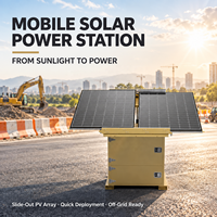 Station d'énergie solaire hors réseau avec panneaux photovoltaïques doubles réglables, stockage de batteries et sorties AC/DC multiples pour la vidéosurveillance