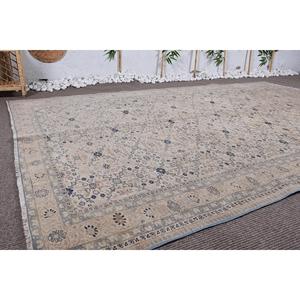 พรมวินเทจขนาด 6.4x9.2 ฟุต พรมตุรกีขนาดใหญ่ พรมขนสัตว์ลายจุดสีเบจ - Product Image 3