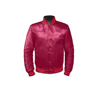 Veste d'université en satin de conception unisexe style vintage brodé vêtements de mode fermeture à bouton respirant bombardier taureau veste - Product Image 3