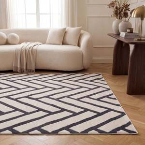 พรมปูพื้นทรงสี่เหลี่ยมผืนผ้าสีน้ำเงินลายเชฟรอน Netline Home Loft Chevron Blue Jute Rug-Classic สำหรับห้องนั่งเล่นและวัยรุ่น - Product Image 2