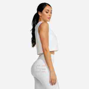 Custom Premium Quality Casual Sleeveless Ribbed Neck Oversized Fit Raw Hem <b>Crop</b> Tank <b>Top</b> Solid Cotton Elastane Tank <b>Top</b> Women - Product Image 3