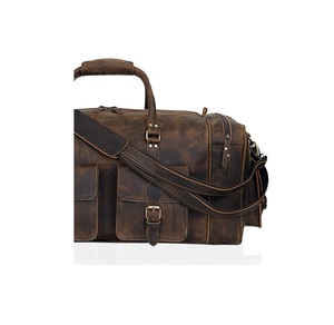 28 Inch Durable & Stylish SS <b>Hardware</b> Fitting Multiple Pockets Leather Duffle Bag for Men & Women Sports & Travel Bag Wholesale - Product Image 3