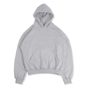 Sweat à capuche carré avec logo personnalisé pour hommes gris 100% coton épais et épais en éponge française col à capuche surdimensionné Service OEM - Product Image 2