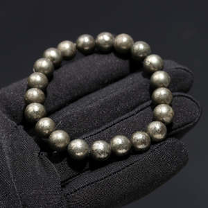Grade 8 mm High Quality Genuine Pyrite <b>Beads</b> <b>Bracelet</b> 7 Inches Round Ball Shape Natural - Product Image 1