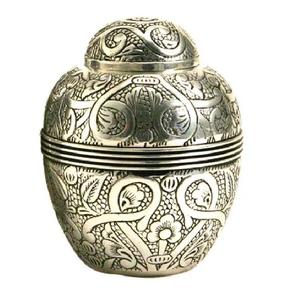 Urna de cremación de latón de cúpula superior de alta calidad con Peltre grabado y urnas funerarias de Metal con acabado de Color púrpura para cenizas humanas - Product Image 6